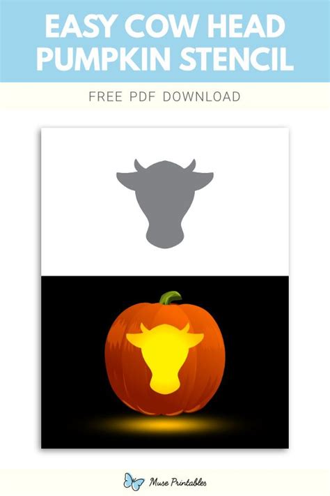 Easy Cow Head Pumpkin Stencil Pumpkin Stencil Pumpkin Carving