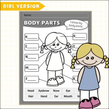 My Body Part Worksheet Writing And Coloring Practice Easel Activity