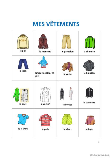 Mes V Tements Dictionnaire Visuel Ou Fran Ais Fle Fiches Pedagogiques