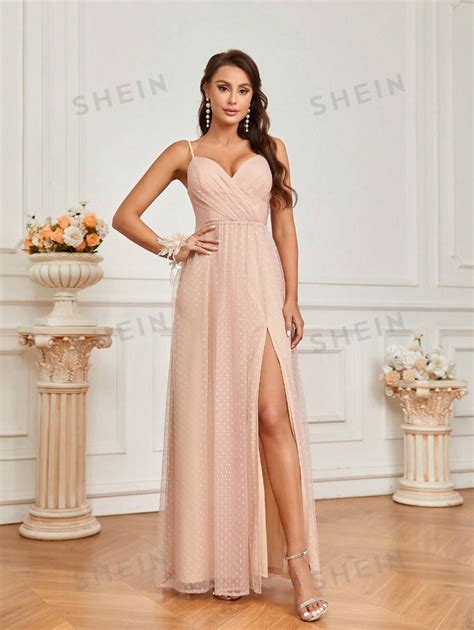 Shein Belle Robe L Gante Et Romantique Avec Des Pois Roses Sur Une