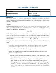 Copy Of Lab 5 Kirchhoff S Circuit Laws Docx 2 Pdf LAB 5 Kirchhoff S