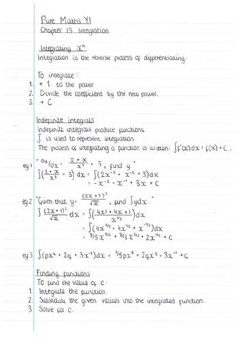 Edexcel Pure A Level Maths Integration Revision Notes As Level And