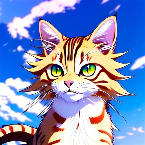 Premium Photo Tabby Cat In Anime Style