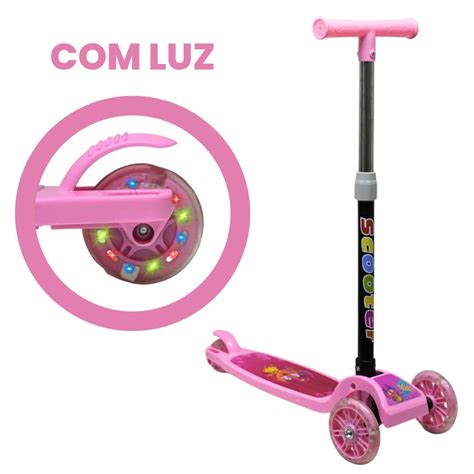 Patinete Infantil Rodas Led Luzes Dobr Vel Ajust Vel Menino