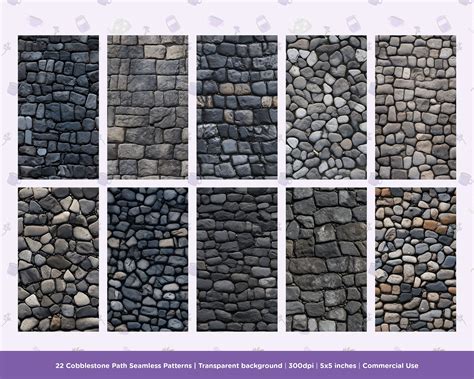 22 Cobblestone Paths Seamless Patterns - Ground Textures, Brushes for