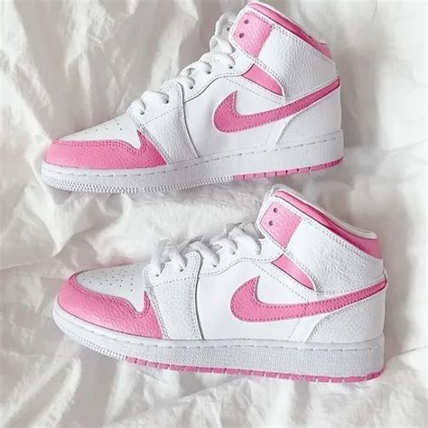 Custom Air Jordan 1 Mid Baby Pink Nike Shoes Girls Jordan Shoes