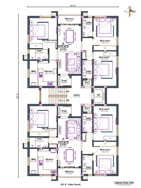 Typical Floor Plan for Proposed Apartments on a 30-Foot Wide Road ...