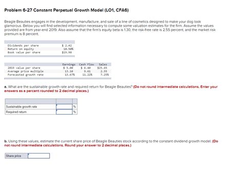 Solved Problem 6 27 Constant Perpetual Growth Model LO1 Chegg