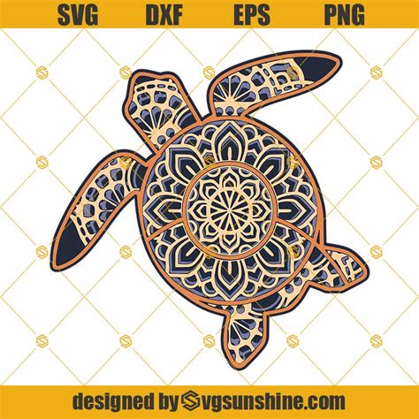 Sea Turtle Mandala Svg Ocean Aquarium Svg Cricut Sea Turtle Svg Png Dxf Eps Sunshine