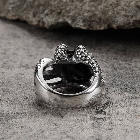 Gothic Dragon Claw Stainless Steel Gem Ring Gthic