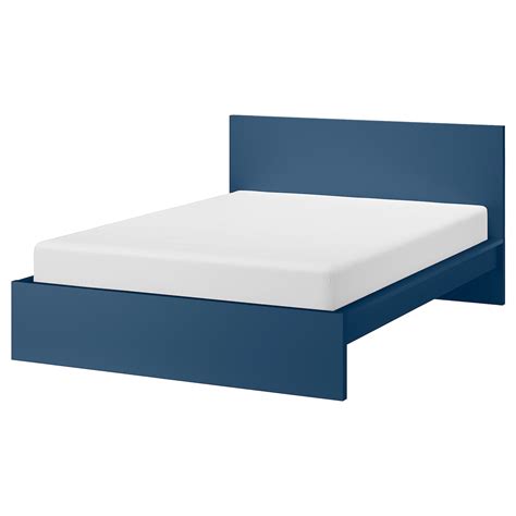 MALM bed frame, blue/Luröy, Queen - IKEA