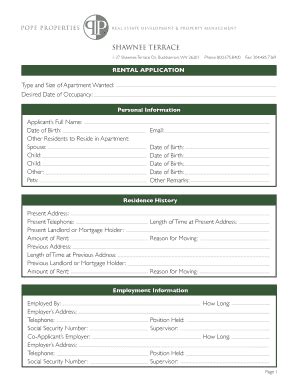 Fillable Online Type And Size Of Apartment Wanted Desired Date