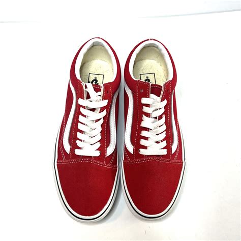 Vans Old Skool Red White Canvas Sneakers Shoes Wome Gem