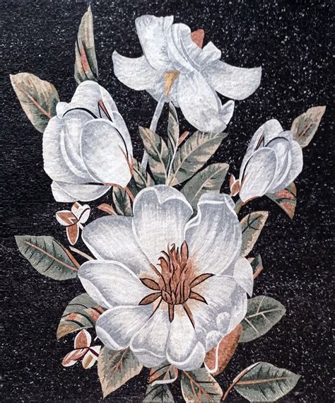 Magnolia White Flowers Mosaic Mosaic Natural