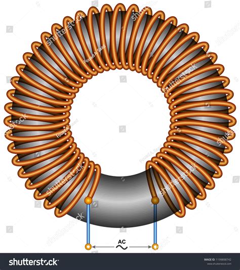 Toroidal Ferrite Core Coil Inductor Vector De Stock Libre De Regalías