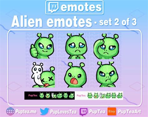 X Cute Alien Emotes Pack For Twitch Youtube Tiktok And Etsy In