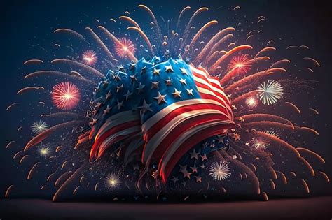 Premium AI Image | Illustration of flag usa on fireworks background in ...