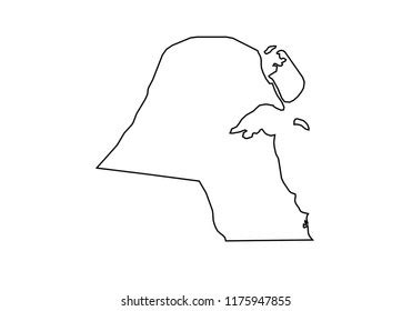 Kuwait Outline Map Country Shape National Stock Vector Royalty Free