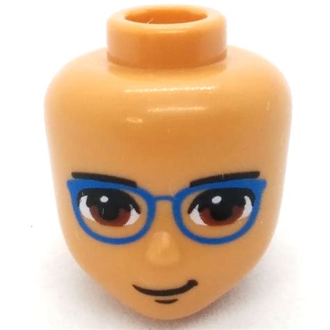 LEGO PART 92198pr0282 Minidoll Head Dark Blue Glasses Brown Eyes