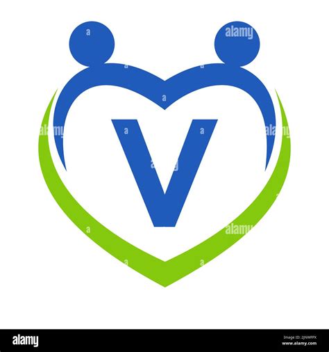 Health Care Sign On Letter V Template Unity And Teamwork Logo Design