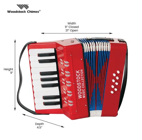 Woodstock Junior Accordion 17 Piano Keys 8 Bass Buttons Childrens