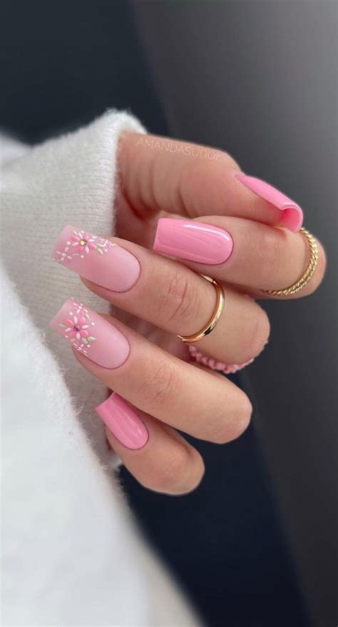 30 Playful Pink Nail Art Designs For Every Occasion Light Pink Floral Tips