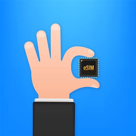 Carte Sim Int Gr E Esim Avec Concept De Symbole D Ic Ne De Mains