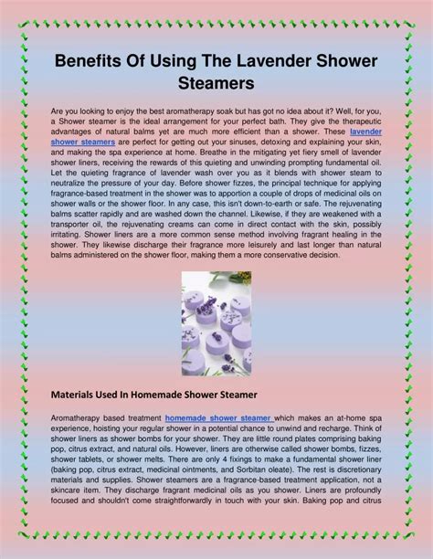 PPT - Benefits Of Using The Lavender Shower Steamers PowerPoint ...