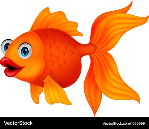 Cute Golden Fish Cartoon Royalty Free Vector Image