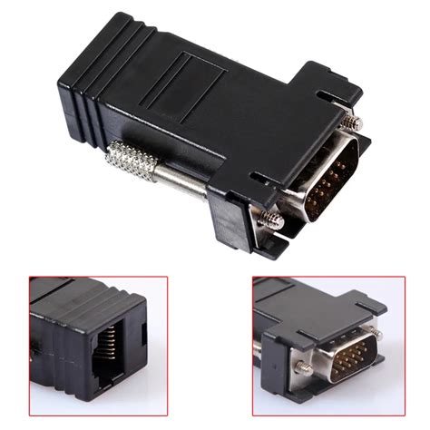 Vga Extender Male To Lan Cat Cat E Rj Ethernet Female Adapter