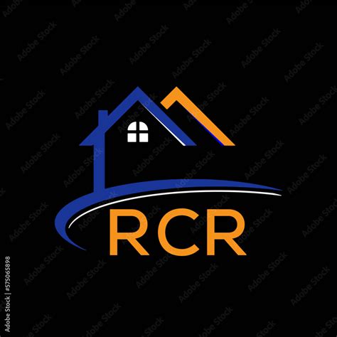 RCR house logo, letter logo. RCR blue image on black background and orange . RCR technology ...