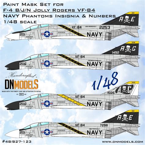 F 4 B J N Jolly Rogers Insignia Numbers Paint Masks Set 1 48