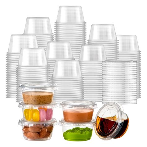 Pack Oz Plastic Portion Cup With Clear Lids Disposable Jello