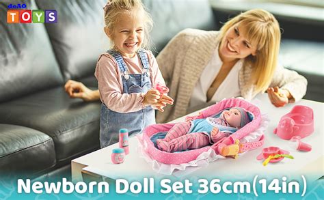 Deao Baby Doll Playset Baby With 14inch Doll 9 Pcs Baby