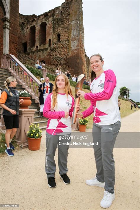 Batonbearers Kim Reeman And Sarah Jane Perry Hold The Queens Baton