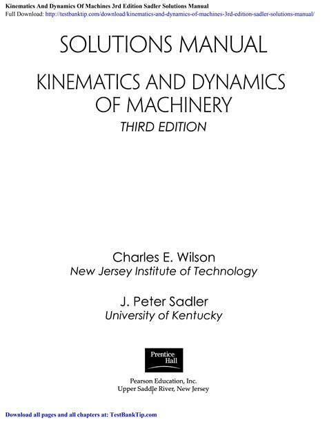 Kinematics And Dynamics Of Machines Rd Edition Sadler Solutions Manual