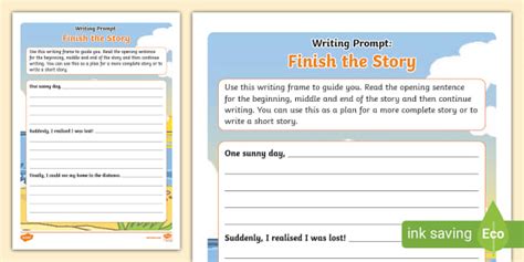 Writing Prompt Finish The Story Worksheet Professor Feito