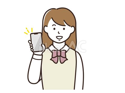 スマホを持つ制服の女子学生イラスト No 25399515｜無料イラスト・フリー素材なら「イラストac」