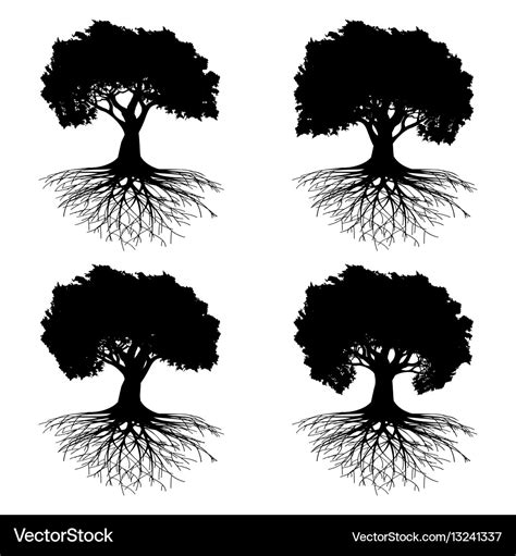 Tree with roots Royalty Free Vector Image - VectorStock