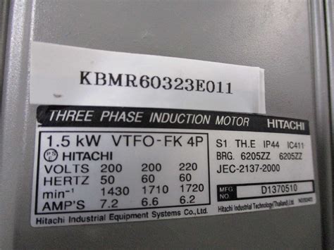 Yahoo オークション 中古 HITACHI THREE PHASE INDUCTION MOTOR VTFO