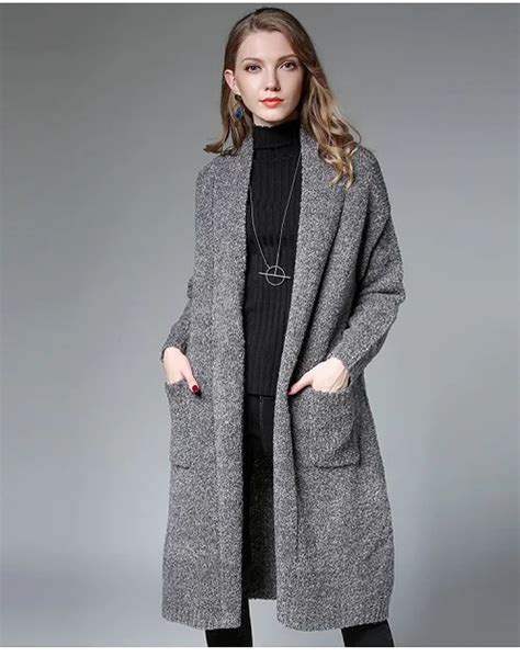 Sweater Coat Women Plus Size 2017 Gray Wool Cardigan Women Sweater Casual Oversized Coat Women