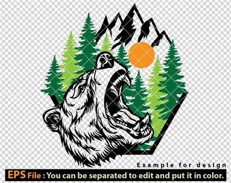 Bear Forest Moon Svg Grizzly Bear Svg Bear Silhouette Etsy