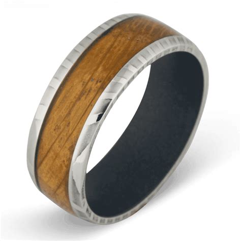 The Brewer Damascus Steel Mens Wedding Band Ring 8mm Bonzerbands