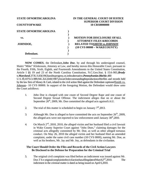 Motion For Disclosure Of All Attorney Files And Records In A Sex Case Attorney Docs The