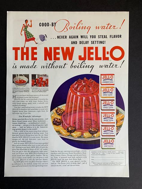 Vintage Jello Print Ad Etsy Uk