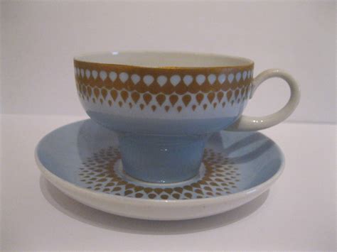 Moccatasse 2 Tlg Lichte Fine China Porzellan Hellblau Gold Dekor