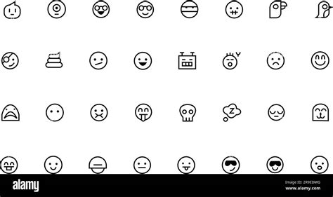 Emojis In Outline Emoji Faces With Different Emotions Vector Icons