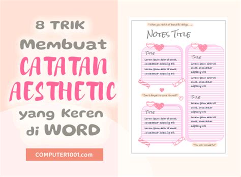 Trik Penting Membuat Catatan Aesthetic Yang Keren Di Word