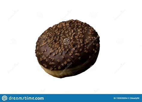 Bello Donut De Chocolate Aislado En Fondo Blanco Foto De Archivo