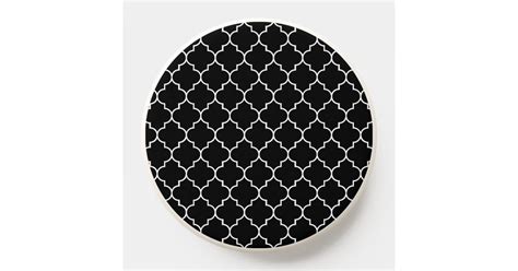 Black And White Latticework Quatrefoil Trellis Popsocket Zazzle